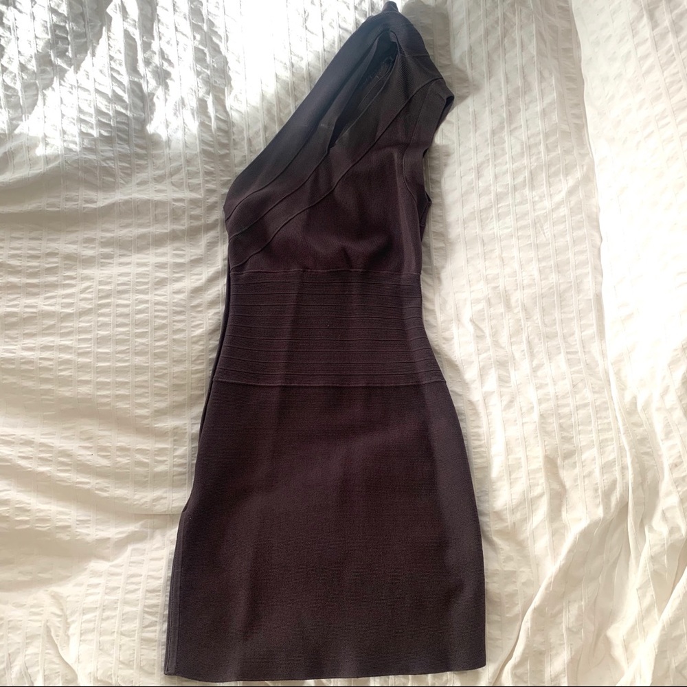 One shoulder Dark Gray bandage Dress